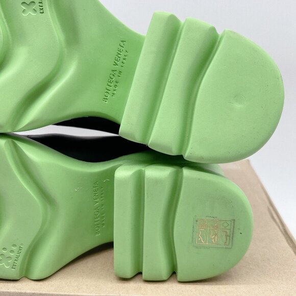 BOTTEGA VENETA Flash Chelsea Boots Platform Black Green Leather US 7.5 EU 37.5 - Picture 12 of 14
